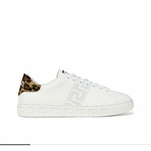 Versace White and Leopard Print Men's Shoes
